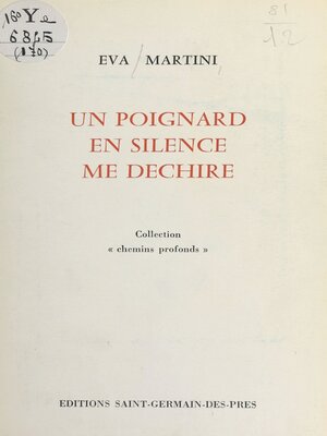 cover image of Un poignard en silence me déchire